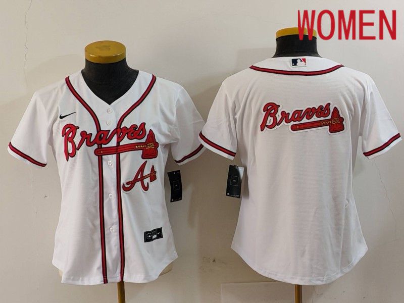 Women Atlanta Braves Blank White Game 2024 Nike MLB Jersey style 2->women mlb jersey->Women Jersey